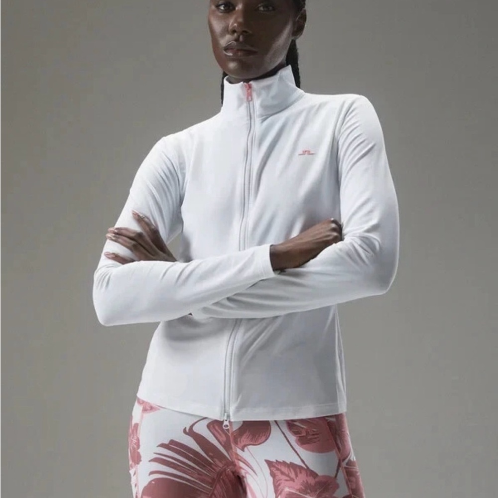 J. Lindeberg Stina full zip mid layer Ladies white Small Golf NEW NWT GWJS07440